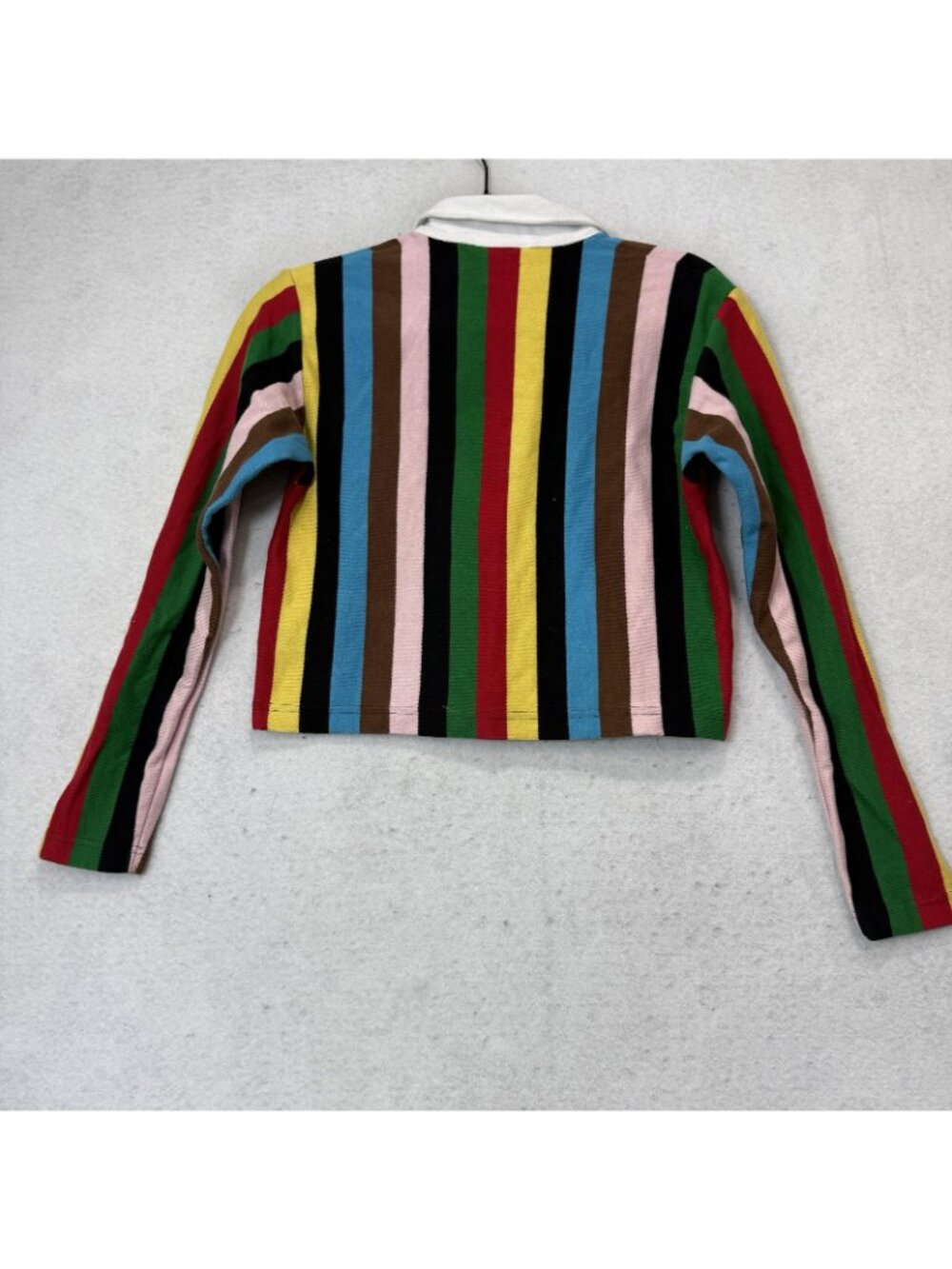 Rowing Blazers Polo Shirt Womens Small Multicolor Stripe Cropped Rugby Collared - Picture 4 of 8